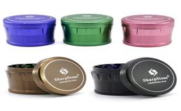 Chamfering Sharpstone Herb Grinder 63mm 4 Layers Aluminum Alloy Herb Grinder Tobacco 7 Colors Sharpstone version 207254515