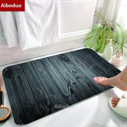Bath Mats Aiboduo Bathroom Set Board DoorMat 40x60/50x80 Wood Grain Black Floor Living Room Carpet Soft Non-slip Mat Shower