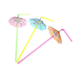 Disposable Cups Straws 20pcs Fruit Decor Hawaiian Party Umbrella Decorative Drinking Straw Table Luau