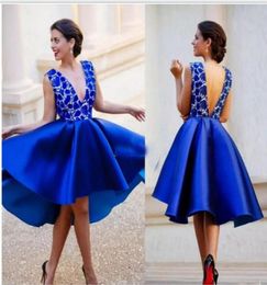 Navy Blue Knee Length Cocktail Dresses 2019 New Sexy Applique Transparent Top Taffeta Skirts Short Evening Party Gowns5497704