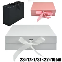 Gift Wrap 1pc Bow Box Rectangular Empty With Ribbon For Wedding Anniversary Party Packaging Clamshell Folding