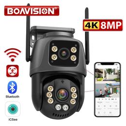 IP Cameras Wifi Camera Outdoor 8MP PTZ Human Detection Color Night Vision Security Protection Dual lens and Dual Screen Surveillance Camera 240413
