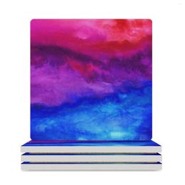 Table Mats Here Now - Abstract Ombre Watercolor Ceramic Coasters (Square) For Coffee Mugs Tea Cups Animal