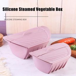 Double Boilers Silicone Steamer Box With Lid Cooker Pot Popcorn Makers Bowl Steam Case Oven Roaster Kitchen Cooking Tools Microwave