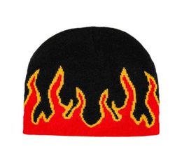 Fashion Jacquard flame Beanies HipHop Warm Knitted Hats Bonnet Caps Y211114181575