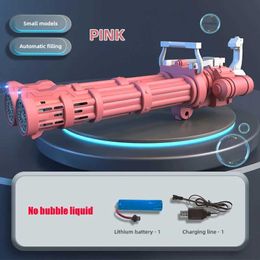 Gun Toys Automatic Bubble Gun Rocket Double Tube Machine Outdoor Blow Molding Toy Childrens Water Pomperos Childrens Day Gift yq240413VJ3D
