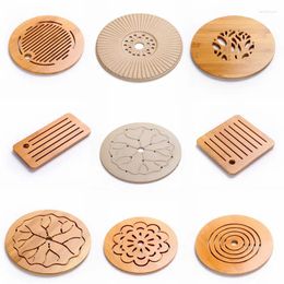 Tea Trays Household Ceramic Dry Plate Parts Table Bamboo Panel Pot Pad Heat Insulation