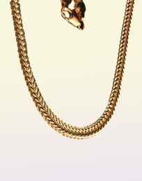 GNIMEGIL 6mm Fashion Bone Chain Long Gold Filled Curb Cuban Link Chain Necklace For Men Vintage Christmas Gifts Jewelry2230409