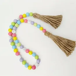 Party Decoration Easter Wood Bead Garland With Tassel Farmhouses Beads Hanging For Shelf Display Spring Homes Dropship