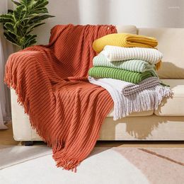 Blankets Nordic Knit Striped Blanket Super Soft Bohemia For Bed Sofa Cover Bedspread Decor With Tassel