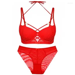 Bras Sets Sexy Lingerie Set Women's Solid Thin Cotton 3/4 Cup Bra Top Bandage Design Outfits For Pretty Girl & Brief Everyday