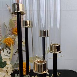 1pcs Metal Candelabra Candle Holders Road Lead Table Centrepiece Gold Candelabrum Stand Pillar Candlestick wedding