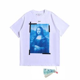 Mens T-Shirts Xia Chao Brand OW OFF Mona Lisa Oil Painting Arrow Short Sleeve Men and Women Casual Large Loose T-shirt sho