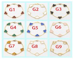 luxury clover 4 Flowers designer fashion charm bracelets for girls women 18K gold silver black white red green brand bracelet wedd9671307