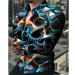 Men's Casual Shirts Fashion Leaves Floral For Men 3d Printed Lapel Long Sleeved Cool Street Vintage Slim Clothes Tops