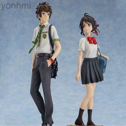 Anime Manga 2023 New Anime Your Name 23cm Tachibana Taki Miyamizu Mitsuha Figure Peripherals PVC Figurines Collectible Doll Toys Gifts 240413
