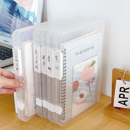 Plastic A4 Transparent Storage Box Clear Portable Puzzle Storage Holder Visible Anti-skid Buckle File Storage Cases Office