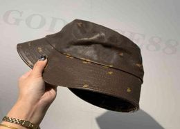L Brown Bucket Hat Fashion Digner Fisher Leather Buckets Hats Baseball Caps For Men Wo Beanie Casquett Patchwork High Quality Sunh8590092