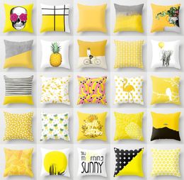 45x45cm Yellow Striped Pillowcase Geometric Throw Cushion Pillow Cover Printing Cushion Pillow Case Bedroom Office Decor 32styles 5644057