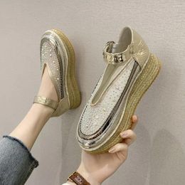 Fitness Shoes Rhinestones Women Casual Platform Sneakers 2024 Luxury Buckle Slip On Bling Ladies Thick Bottom Chunky