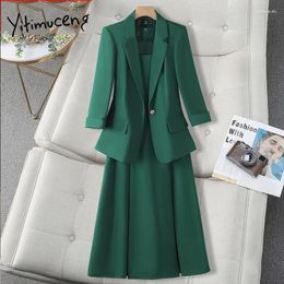 Work Dresses Korean Style Fashion Formal Wear Office Dress Women Casual Clothes 2024 Elegant Blazers Long Sleeve Suits