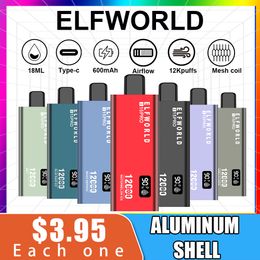 USA warehouse elfworld 12000 puff vapes disposable puff 12K mod box Vapour hookah atomizer cigarettes pen starter kit puffbars cartridge Pods 1200 puffs vaporizer