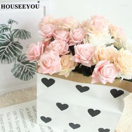 Decorative Flowers 10PCS/Lot Decor Rose Artificial Silk Floral Latex Real Touch Wedding Bouquet Home Party Design