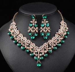 Green Pink Purple Red Blue Bridal Necklace Wedding Necklace Wedding Jewelry Wedding Accessories 2 pieces N413014