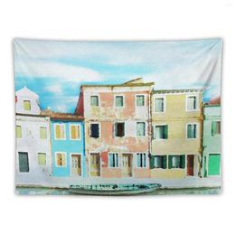 Tapestries Burano Island Near To Venice (Italy) In Watercolour Tapestry Decorative Wall Mural Tapestrys For Bedroom