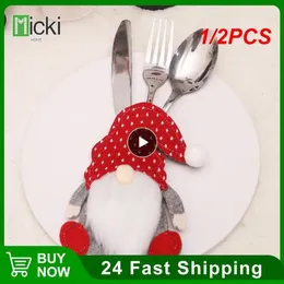 Dinnerware Sets 1/2PCS Cutlery Bag Christmas Tableware Decor Cartoon Covers Easter Decoration Washable 2024 Holder