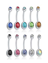 Stainless Steel Navel Stud Bell Button Rings Zircons Belly Ring Body Piercing Jewellery 12 Colours 12pcslot7031811