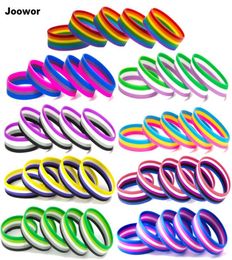 LGBT Gay Pride Silicone Rubber Bracelets Sports Wrist Band Bangle5986278