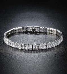 2021 Luxury Princess Cut 18cm 925 Sterling Silver Bracelet Bangle for Women Anniversary Jewellery Whole Moonso S57768718908