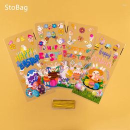 Gift Wrap StoBag-Easter OPP Transparent Bag Food Grade Packaging Snack Handle Cookie Storage Decoration Candy Chocolate Bread