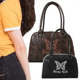 Shoulder Bags Women Leather Handbag Waterproof Zipper Bag Embroidered Butterfly Top Handle Satchel Hobo Girl Stylish Purse