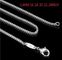 14MM Silver Plate Square Link Venetian Necklace Box Chain 16 18 20 22 24 INCH fashion Jewellery K53904043021