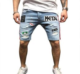 Men Jeans Shorts Fashion Summer Embroidery Patch Distressed Denim Shorts Mens Clothes Fashion Streetwear Asian Size42214571077334