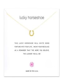 With card Silver and gold Colour cute Dogeared Necklaces with U pendant Lucky horseshoe Necklace Blessing Card Necklace6194781