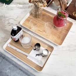 Tea Trays Nordic Creative Wood Grain Serving Tray Rectangular Bamboo Fiber Dinner Food Tableware Home Kitchen Tool