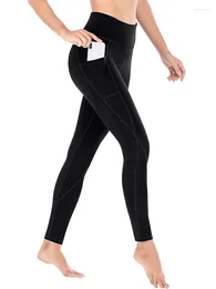 Women's Leggings Polyester Fitness Gym Leggins High Waist Elastic Yoga Trousers Sports Pants Pockets