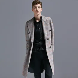 Men's Trench Coats Long Overcoat Men Luxury Double Breasted Plaid Mens Windbreakers Plus Size 6xl Spring And Autumn Blazer Jacket