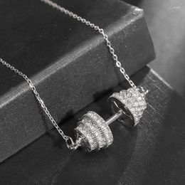 Pendant Necklaces Fashionable Barbell Inlaid Zircon Necklace For Men And Women Casual Sports Jewelry Gift