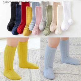 Kids Socks 0-4-year-old baby girl cotton socks knee high baby boy socks soft and breathable baby girl long floor childrens socks Q240413