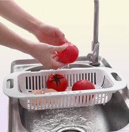 Retractable Kitchen Foldable Sink Drainer Plastic Filter Dish Rack Flexible Drain Basket Drainer Folding Vegetable Drain Basket 215234241