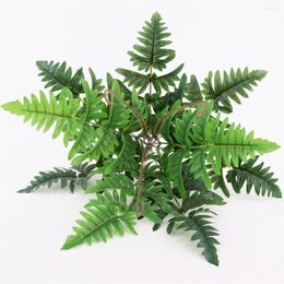 Decorative Flowers Artificial Fern Plant Leaf Plastic Silk Cloth Fake Wedding Party