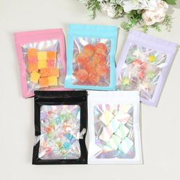 Gift Wrap 30Pcs Laser Plastic Bag Hologram Resealable Jewelry Gifts Food Packaging Pouches WaterProof Flat Zipper Storage Bags