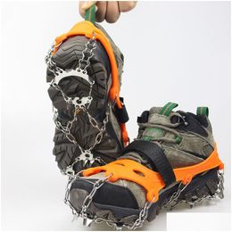 Climbing Ropes 1923 Teeth Crampons Ice Snow Shoes Boots Traction Cleats Stainless Steel Antislip Grips Walking Hiking Accessories Drop Dhyxc