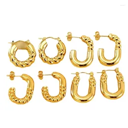 Hoop Earrings Twisted For Women Gold Plated Stainless Steel Twist Ear Buckle Stackable Circle Hoops Party Jewelry