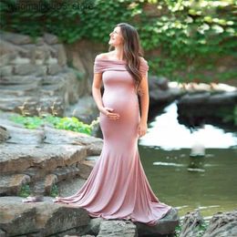 Maternity Dresses Sexy Off Shoulder Pregnant Dress Photo Shooting Elegant Pregnant Maxi Dress Baby Shower Pregnant Photo Q240413