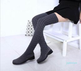 2021 Fashion Knitted Women Knee High Boots Elastic Slim Autumn Winter Warm Long Thigh High Boots Woman Shoes5199486